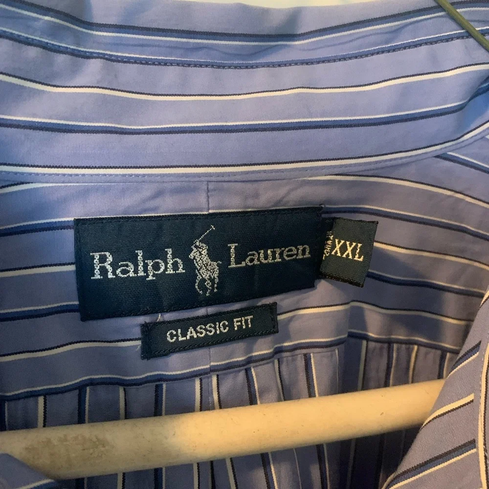 Ralph Lauren Blue and White Striped Dress Shirt